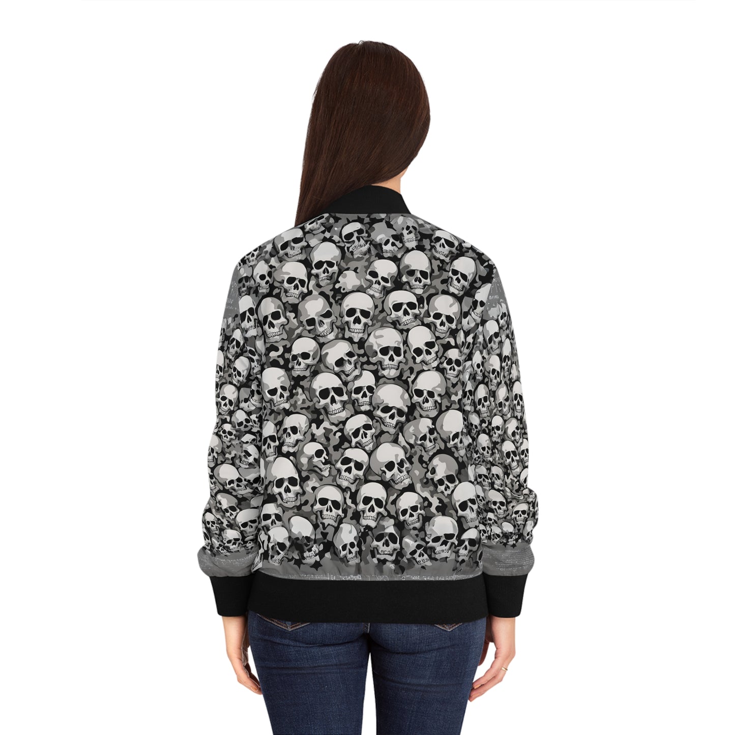 Bomber Jacket skull camo black grey