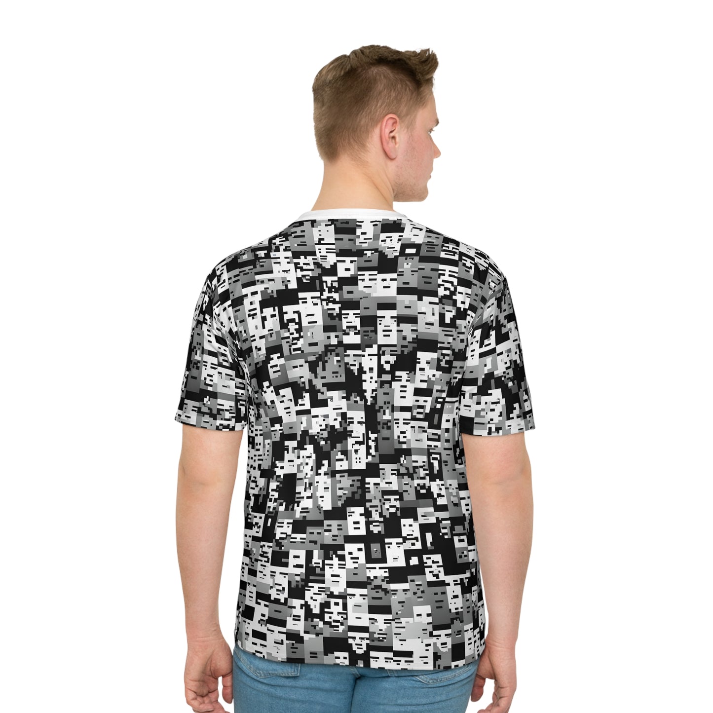 Anti Facial Recognition T-shirt, Anti Surveillance Clothing for Tech Data Privacy Protestors, 8 bit design