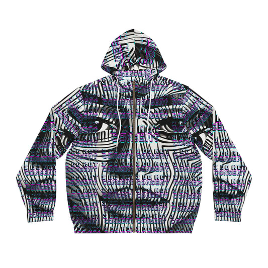 Full-Zip Hoodie I do not consent Adversarial Anti AI Anti facial recognition technology gift for the aware stripe