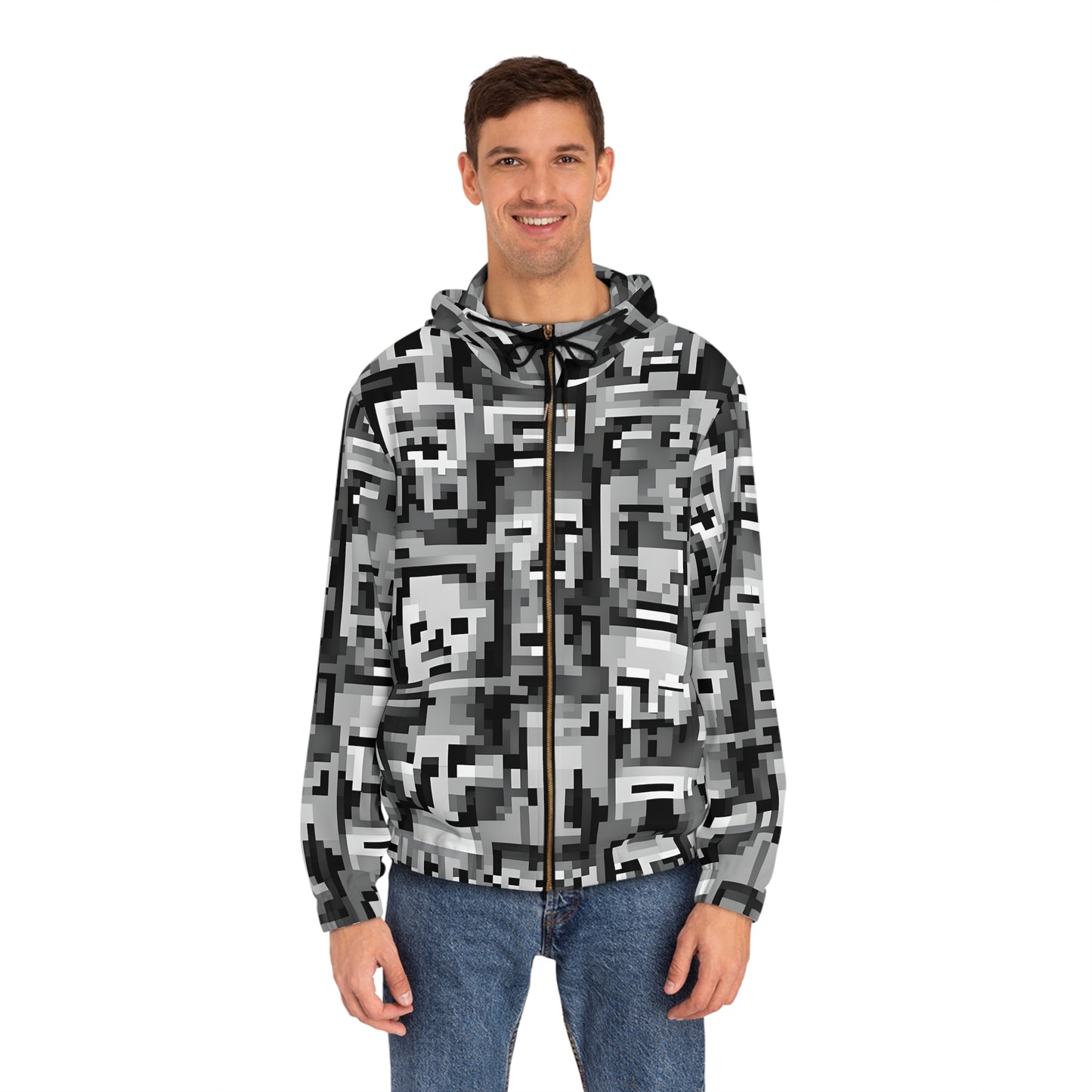 Anti Facial Recognition Hoodie, Anti Surveillance Clothing for Gamers 8-bit design