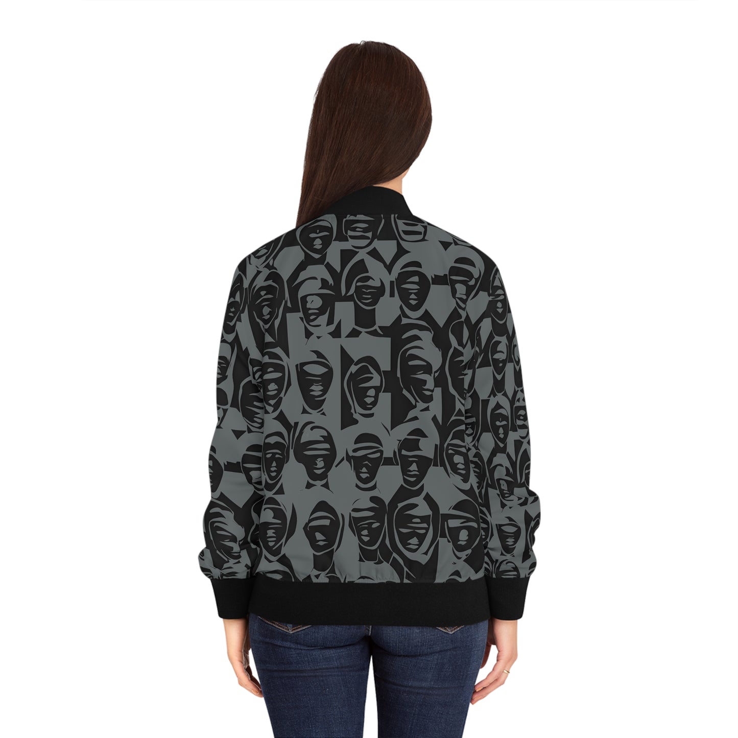 Women's Bomber Jacket Adversarial Anti AI Anti facial recognition technology gift for the aware