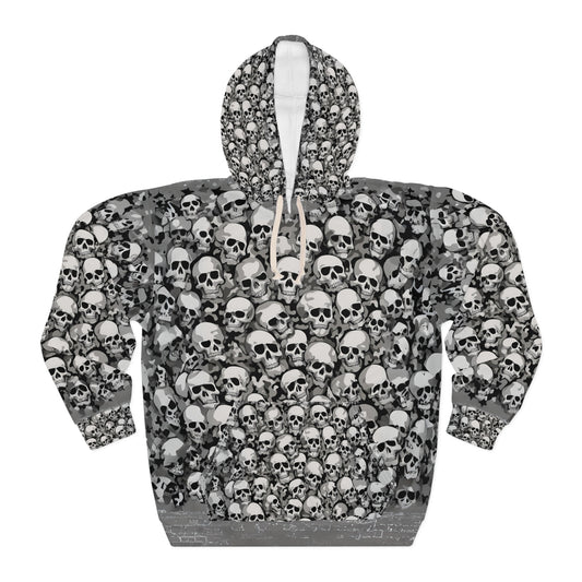 Skull camo pullover hoodie black grey