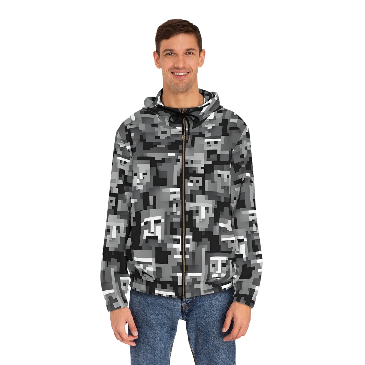 Anti Facial Recognition Hoodie, Anti Surveillance Clothing for Gamers 8-bit design