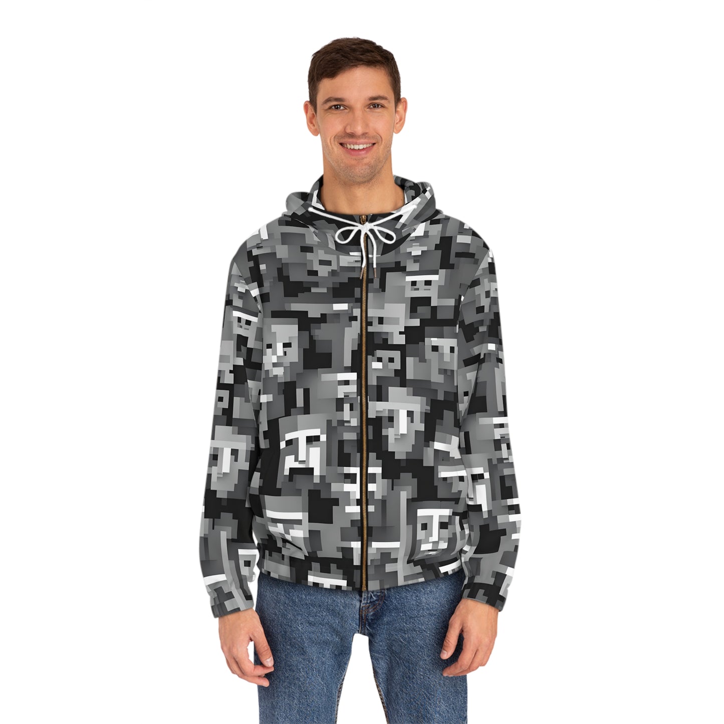 Anti Facial Recognition Hoodie, Anti Surveillance Clothing for Gamers 8-bit design