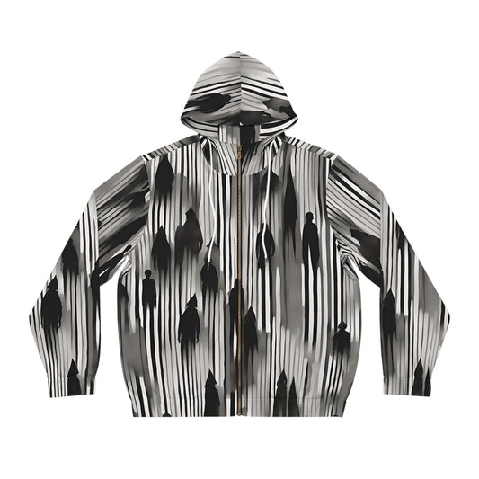 Full-Zip Hoodie Adversarial Anti AI Anti facial recognition technology gift for the aware pinstripe