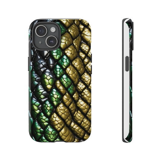 GREEN GOLD SCALES phone case TOUGH iPhone 16/15/14/13/12/11 Pro Max | Galaxy S24/S23/S22 Ultra | Pixel 7/8/9 | Slim & Tough