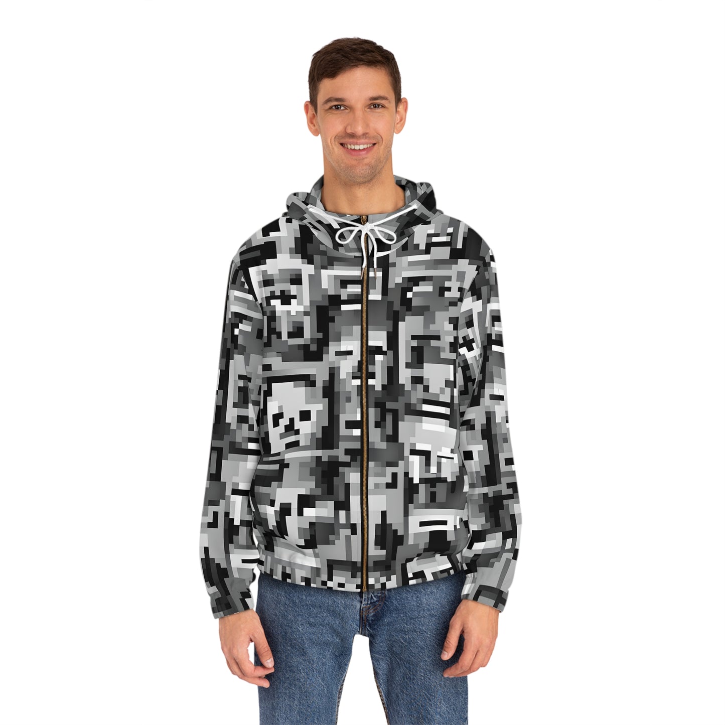 Anti Facial Recognition Hoodie, Anti Surveillance Clothing for Gamers 8-bit design