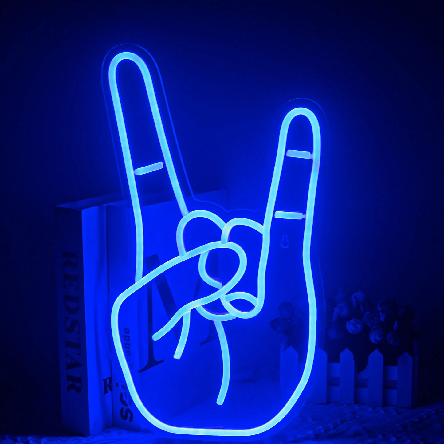 Peace Gesture Led Neon Sign Love Symbol Hand Shape Finger Hanging Wall Night Light Art Bedroom Decor Lamp Birthday Gift